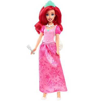 Mattel Disney/Princesa Ariel da Disney (Vestido rosa com babados) [Boneca de vestir/Conjunto de brincadeira] [Acessórios incluídos] [3 anos ou mais] HLX34
