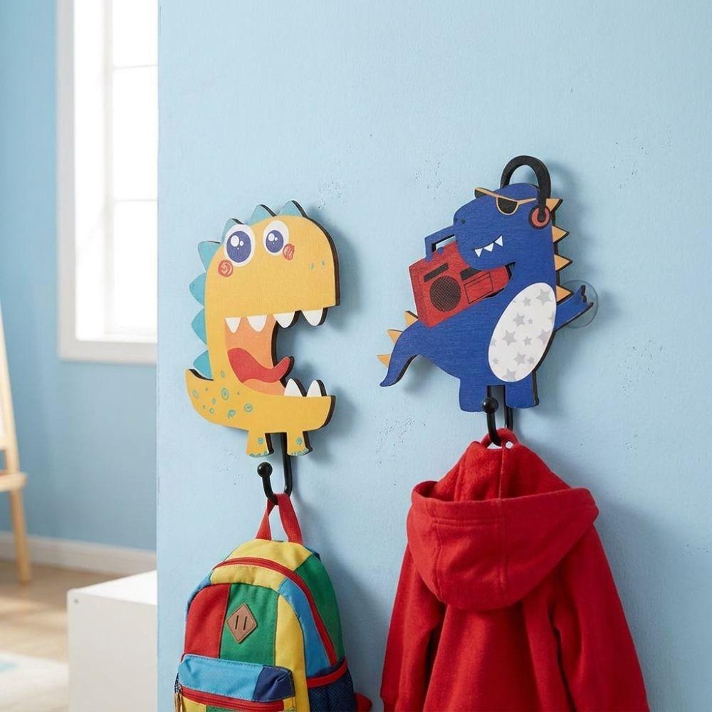 4Pcs Stable Structure Dinosaur Wall Hooks Cartoon Wall Decor Hooks  Bedroom Storage