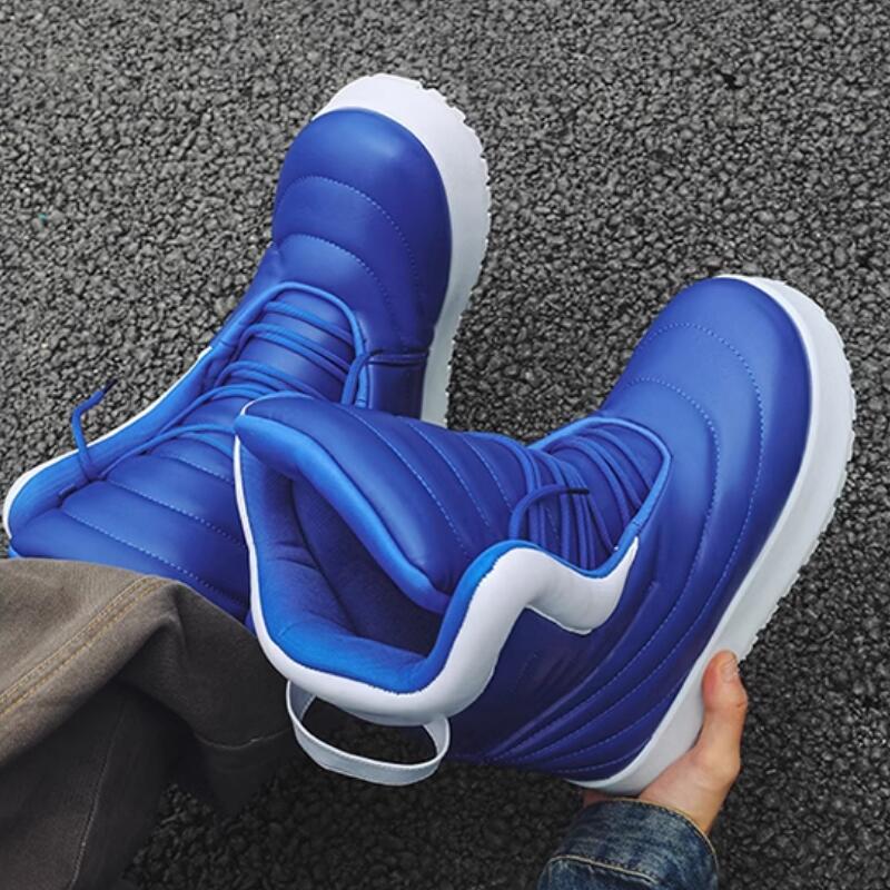 Fashion Blue Men's High Sneakers Streetwear Designer Boots Men Comfort Casual Supetstar Luxury Shoes Men Trendy Motorcycle Shoes A2