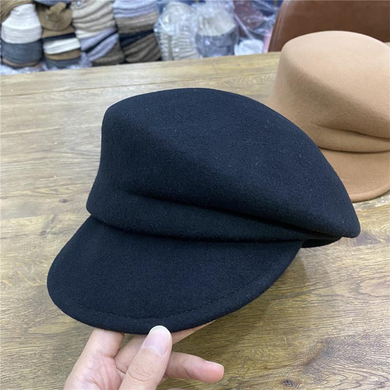 Yejapan Zimní Vlna Jednobarevný Skládací Volnočasový Dámský Osmihranný Klobouk Dámská Kšiltovka