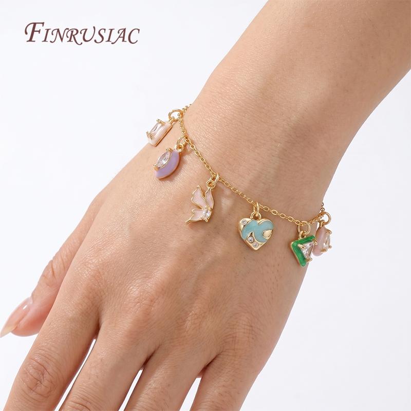 14K Gold Plated Enamel Charms with CZ Crystal,Heart Moon Pendant For DIY Jewelry Making,DIY Bracelet Necklace Earring Supplies