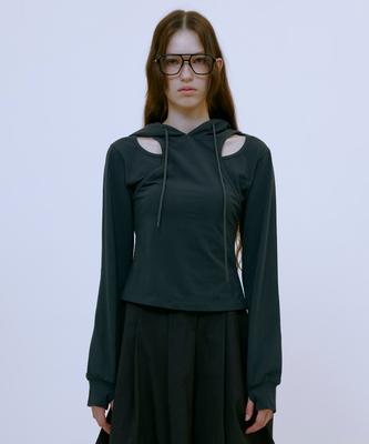 Cut Out Slim Hoodie (Gray)