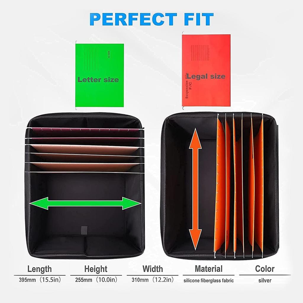 Fireproof Document Bag Fireproof Waterproof Storage Box with Lock Suitable for Hanging Letter/Legal