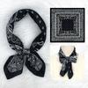 Versatile and practical 71 imitation silk double cashew flower square scarf scarf new black fashion women's neck silk scarf