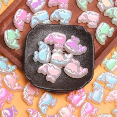 5pcs Fashion UV Shiny Double Color Single Sided Dropping Oil Dolphin Beads DIY Jewelry Accessories