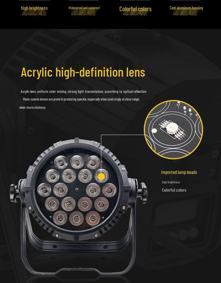 18 Waterproof Dyeing Par Lights for Outdoor Weddings and Stage Performances