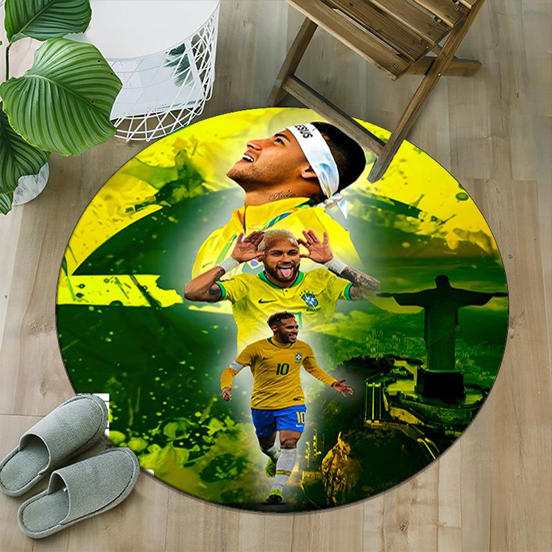 1pc Neymar17 Carpet, Round Rug, Comfortable, Suitable for Entryways, Living Rooms, Office, And Bedrooms, Christmas Decoration