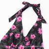 French Floral Neck Dress Women's Summer New Holiday Style V-neck Backless Fashion Temperament Suspender Dress