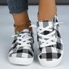 Big Black Plaid Shoes Fashion Flat Casual Women's Shoes Large Size Women's Cloth Shoes