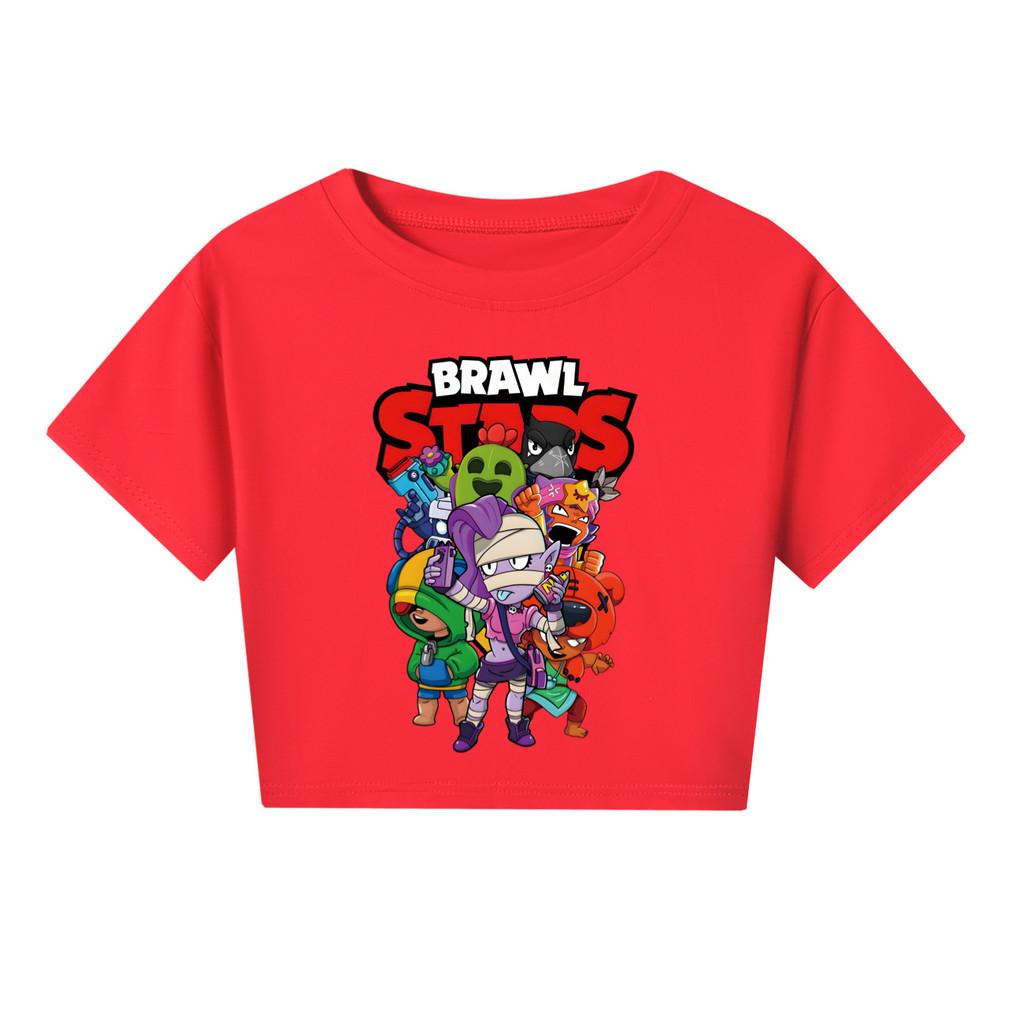 4094 Kid Girls Brawl Stars Print Short Sleeves Short T-Shirt