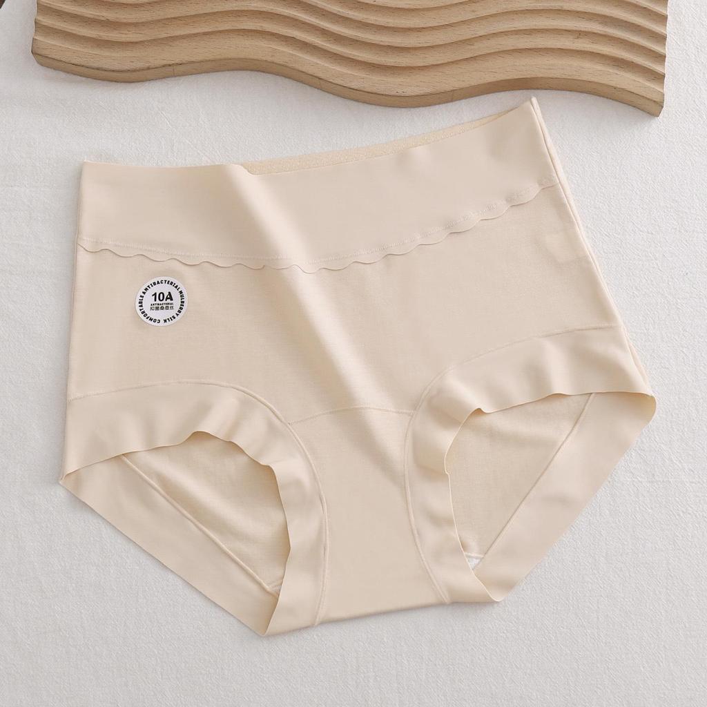 Plus Size Antibacterial Lyocell High-Waisted Seamless Tummy Control Silk Panties