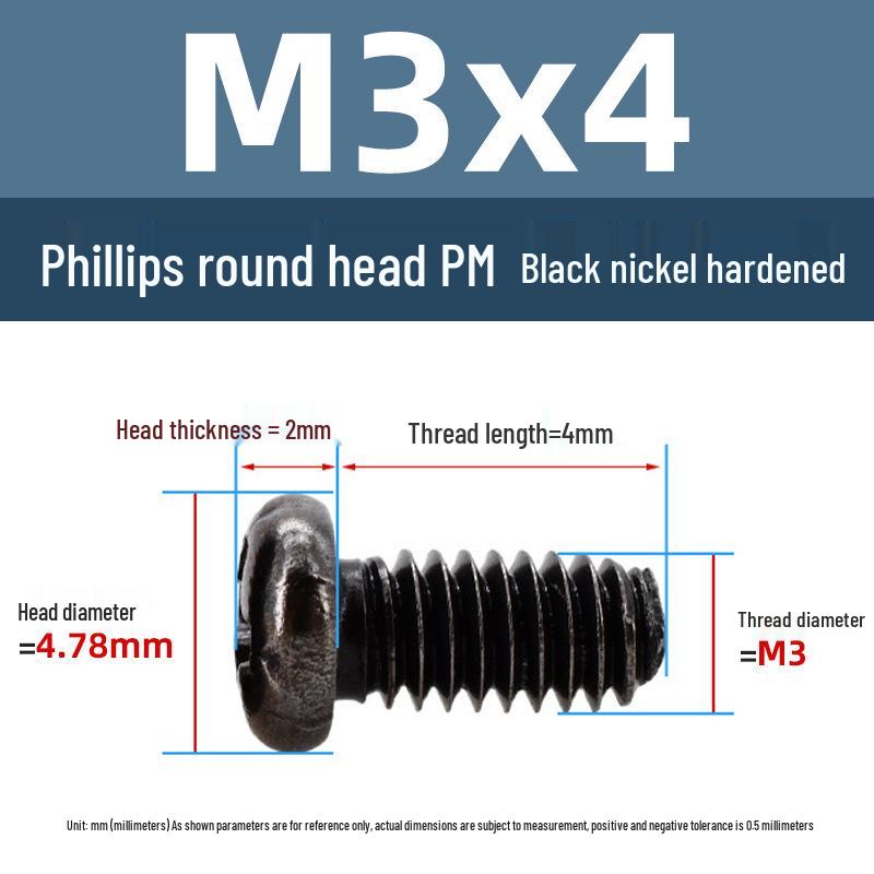 Yigu Schwarznickel Kohlenstoffstahl PM Phillips Rundkopfschrauben m2-m4 Senkkopfmaschinenschrauben für Elektronik