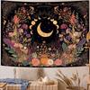 VIKAMA Moon Phase Floral Yoga Goddess Tapestry Polyester Wall Hanging Living Room Bedroom Yoga Meditation Mystic Boho Home Decor