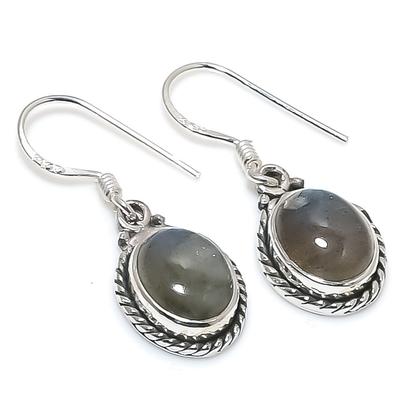 Gema Labradorita Natural Prata de Lei 925 Sólida Presente Brinco 1.25" K7e60