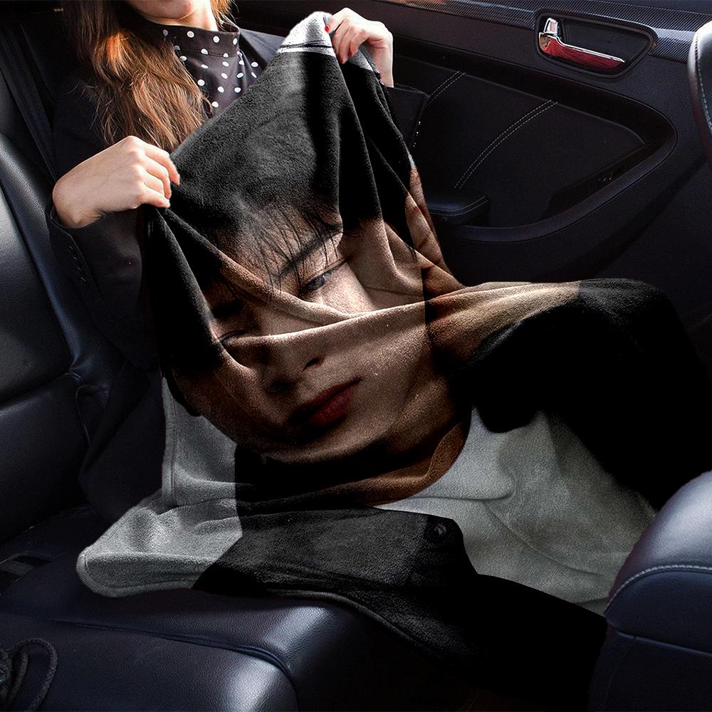 1Pc Cha Eun-woo Print Blanket Soft Comfortable Polyester Throw All Seasons Use Bedroom Office Outdoor Christmas Gift Choice Portrait Photo Print Print
