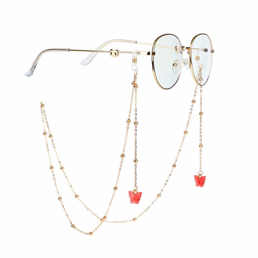 Non-slip Bead Eyewear Anti-lost Butterfly Metal Glasses Chains Neck Strap Mask Hanging Rope