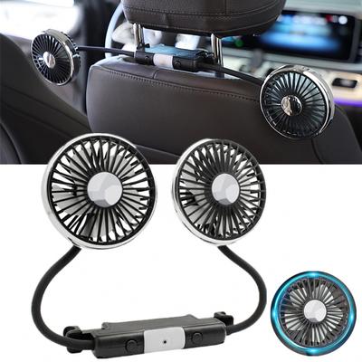 2025 USB Car Seat Back Cooling Fan 360° Rotation Auto Interior Headrest Ventilation Fan Car Home Cooling Double Header Air Fan
