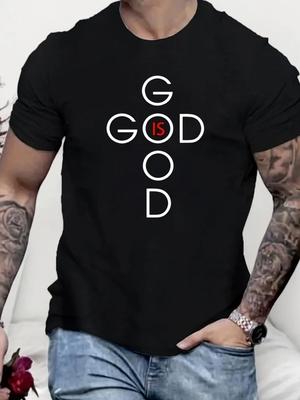 Fashion New Unisexs God Is Good Cross Printed Tshirt Summer Crew Neck Short Sleeve Religious Casual Streetwear Tee Tops