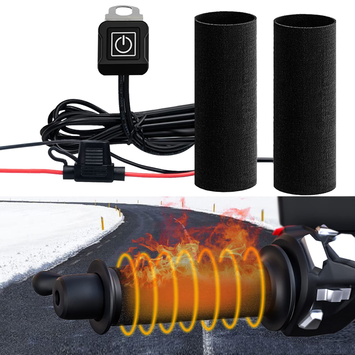 

BATIGE Motorcycle Heated Steering Wheel Cover Intelligent 3 Level Temperature Control Handlebar Cover Universal чёрный