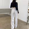 Spring Summer High Waist Loose White Floor Sweeping Wide Leg Denim Pants For Ladies Casual Pants Oversize Denim Trousers