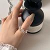 PANJBJ 925 Sterling Silver Black Agate Ring For Women Girl Geometry Entanglement Irregular Trend Jewelry Party Gift Dropshipping