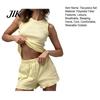 Soft And Skin-friendly Lounge Set Women's Two-Piece Crew Neck Sleeveless Ribbed Tank Top Elegant Outfit Elastic Waist Shorts Summer Casual