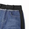 Retro Hong Kong Style Low-Waist Straight Denim Skirt with Front Slit and Contrast Splicing - Women's 2025 Spring Collection
