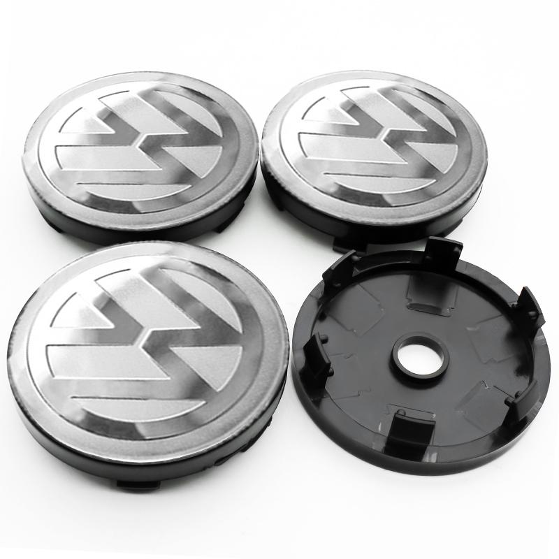 VW 4Pcs 60mm Car Wheel Center Hub Tyre Caps 56mm Rim Cover Sticker Badge Emblem For VW Passat CC Lamando Touran Touareg Tiguan Golf