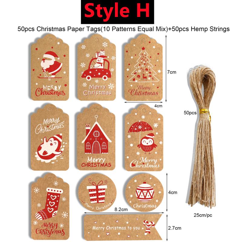 

Новые 50 шт. Ретро Рождественские Крафтовые Подарочные Бирки Милый Олень Пингвин Машина Декор для Рождественской Вечеринки Подвесные Бирки DIY Упаковочная Этикетка Карточка Этикетка Инструменты 50PCS-Set