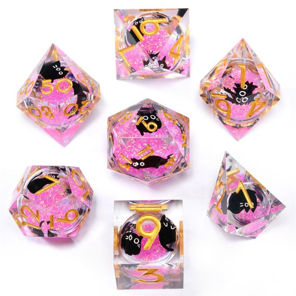 Polyhedron Purple Sand Resin Dice Set Handmade RPG Dice Set New Polyhedral Dice Set
