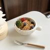 1Pc Creative Patterned Random Ink-Patterned Ceramic Bowl, Round Handle Salad Yogurt Bowl, Exquisite and Elegant Ink-Colored Ice Cream Bowla