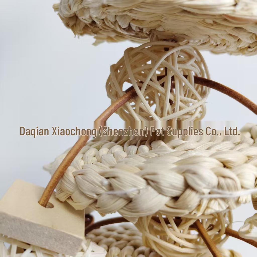 Kauspielzeug aus Stroh und Rattan für große und mittelgroße Papageien - Schnur zum Nagen und Zähne putzen, Spielanhänger