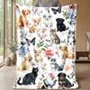 Puppies and Butterflies Garden Theme blanket Lightweight Warm Flannel Blanket Decorative Throw Blanket for Home Decoration