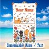 Cat Theme Beach Towel Personalized Custom Name & Text Soft Quick Dry Beach Towel for Swimming Travel