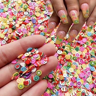 1000 Stück Obst-Scheiben für Nagelkunst, Frucht-Schleim-Anhänger, Fimo-Scheiben, 3D-Polymer-Scheiben für Schleim, Lipgloss-Herstellungszubehör, Harz und Nagelkunst-Dekorationen