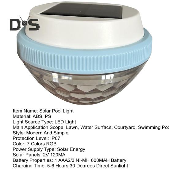 Solar-Poollicht, LED, schwimmendes RGB-Farbwechsel-Poollicht, IP67, wasserdichte Umgebungsbeleuchtung für den nächtlichen Einsatz im Schwimmbadteich