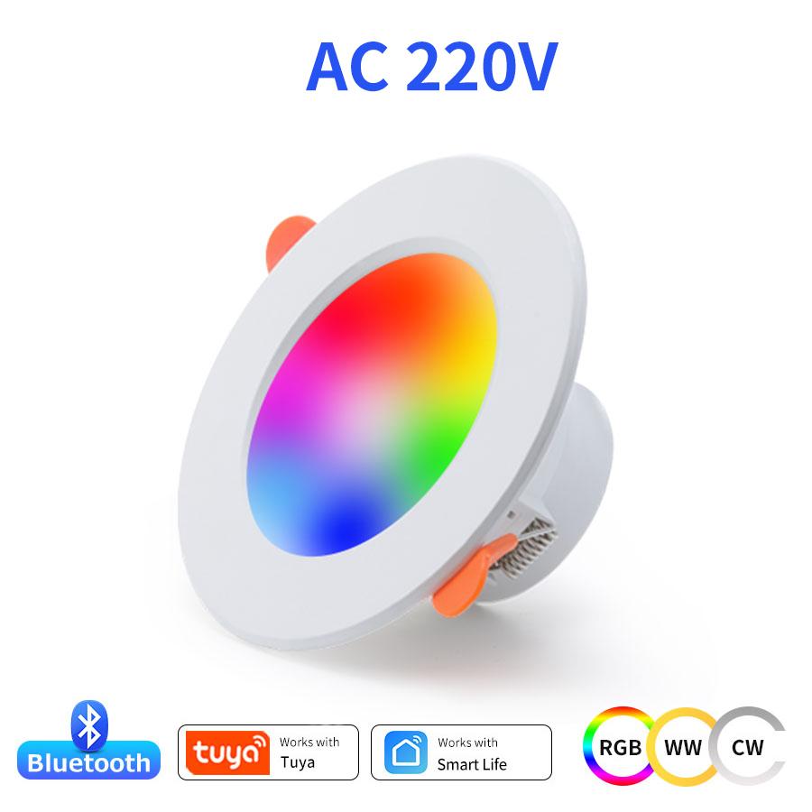 AC 85-265V 220V 10W Smart Bluetooth Downlight Dimmable RGBCW Ceiling LED Down Light Smart Life App Control Living Room Decor