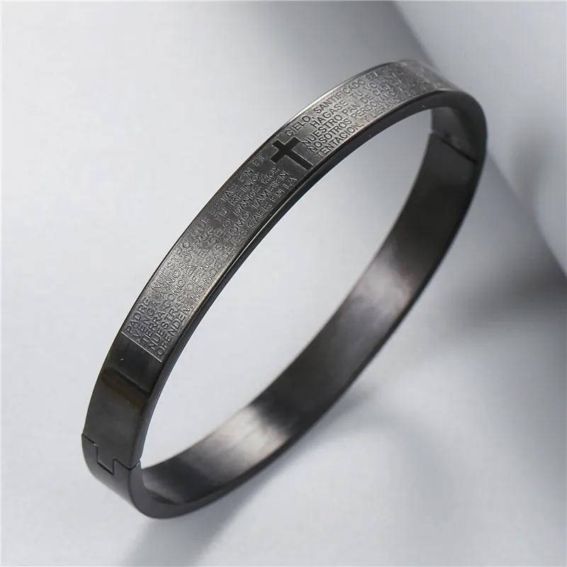100% Unfading Titanium Steel Bracelet Men Minimalist Open Design Bangle Hombre Hiphop Rock Cross Braslet Gift for Him Fashion