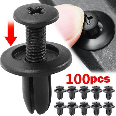 100 Pieces of 8mm Plastic Rivets, Fasteners, Screws, Car Bumpers, Mudguards, Black Rivets, Car Fasteners Clips