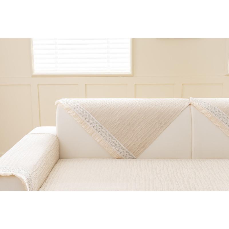 Sofakissen im französischen Creme-Stil für alle Jahreszeiten, neuer leichter, luxuriöser, rutschfester Sofabezug aus hochwertigem Leder