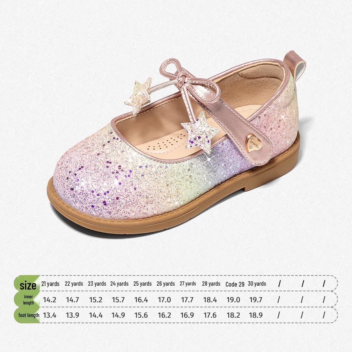 Snuffy Girls  Gradient Crystal Soft Sole Non-Slip Shoes - Spring 2026 New Arrival Size 30