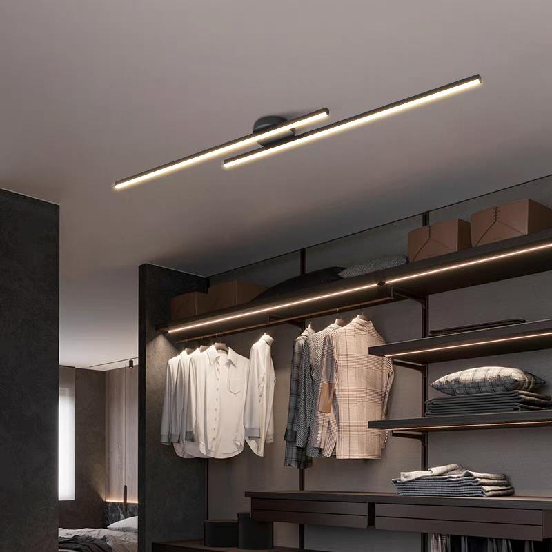 Modern Long Ceiling Lights for Living Room Bedroom Aisle Corridor Remote Control Dimmable led Ceiling Lamp Black/White Aluminium