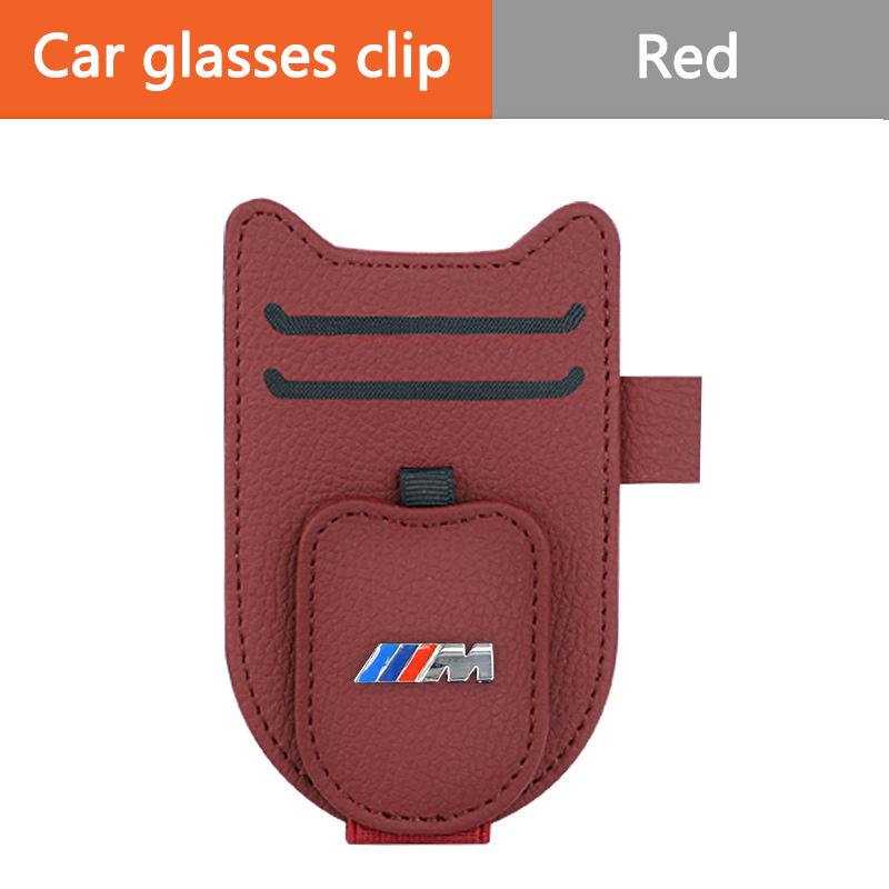 PU Leather Car Glasses Clip Multifunction Sun Visor Magnetic Eyeglasses Clip For BMW M Performance E28 E39 E46 E53 E60 F20 X6 X5