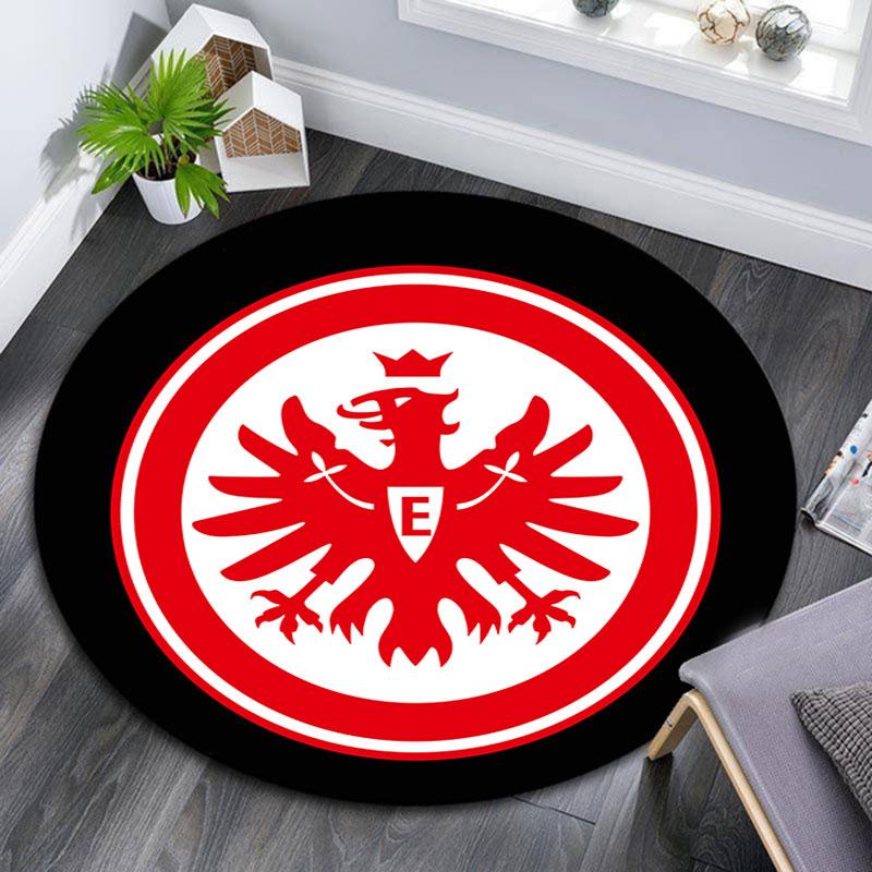 Eintracht Frankfurt Bedruckter Runder Teppich, Rutschfester Waschbarer Kreis-Teppich für Wohnzimmer Schlafzimmer Spielzimmer, Sportfan-Dekoration, Feiertags-Geburtstagsgeschenk 80cmx80cm