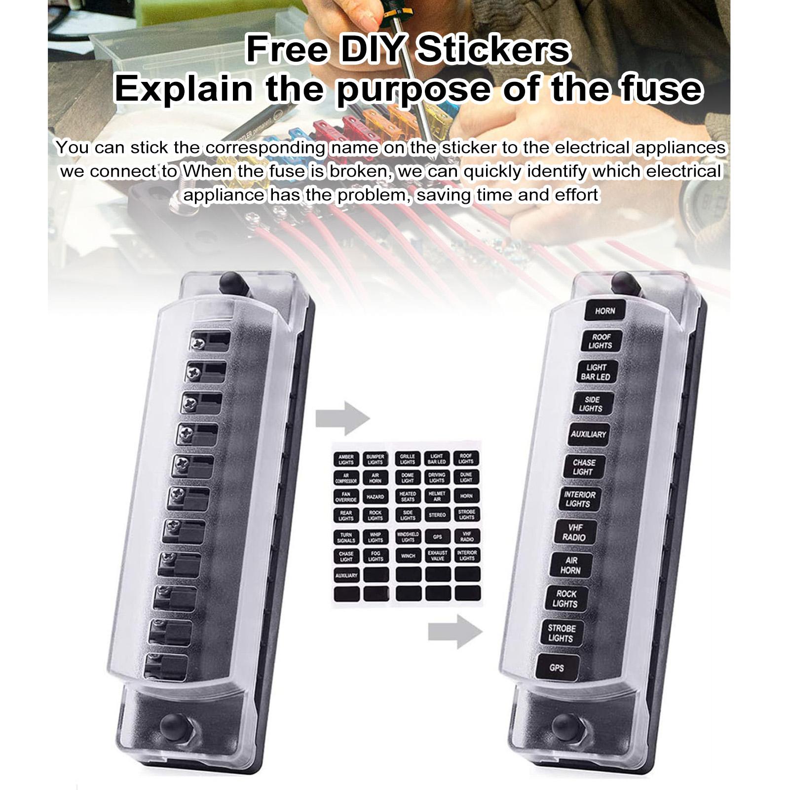 

12-контактный блок предохранителей, положительные и отрицательные аноды, держатель 12 В/32 В, стандартный блок предохранителей ATCATO чёрный