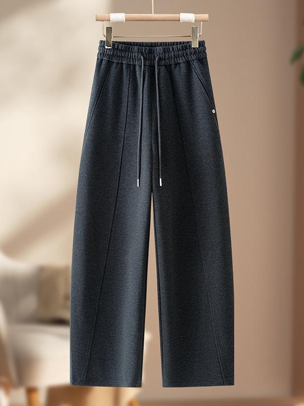Korean Style High Waist Curved Blade Wide Leg Pants for Women - Spring/Autumn 2026