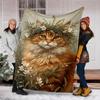 1pc Floral Cat Wreath Outdoor Flannel Blanket Soft All Season Polyester Throw , Perfect for Picnics & Travel , Picnic Accessory