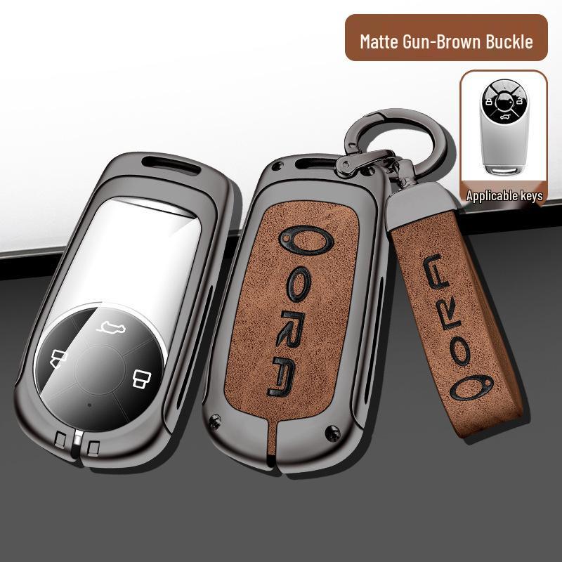 Genuine Leather Key Fob Holder for Great Wall ORA: Good Cat, Ballet Cat & Lightning Cat - Women's Premium Design