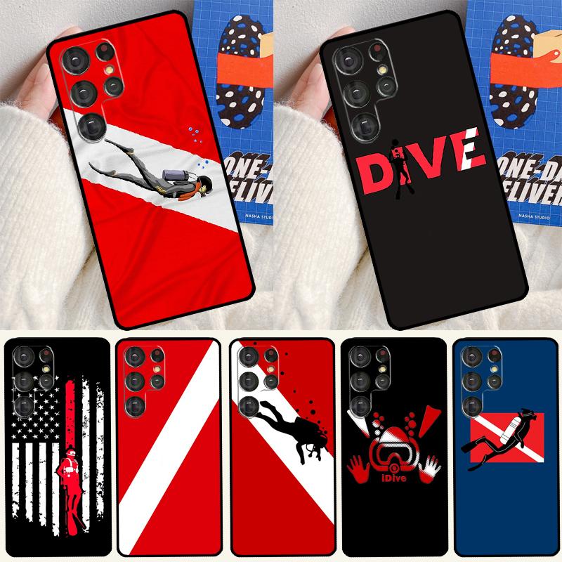 Diver Down Scuba Flag Phone Case For Samsung Galaxy S25 S24 Ultra S9 S10 S20 S21 S22 Plus S23 FE S24 FE Cover