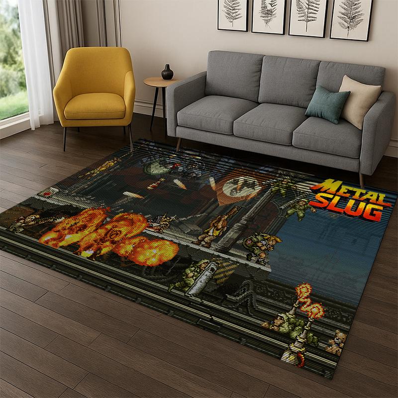 Retro Game Metal Slug Cartoon Carpet Rug for Playroom Bedroom Living Room Sofa Home Decor,kid Game Area Rug Non-slip Floor Mat